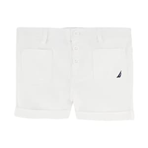 Nautica Girls' Solid Woven Short, White 22, 16 for $14