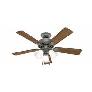 Hunter Fan Hunter Swanson Indoor Ceiling Fan with LED Lights and Pull Chain Control, 44", Matte Silver for $93