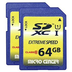 Inland Micro Center 64GB SD Card Class 10 SDXC Flash Memory Card (2 Pack) for $17