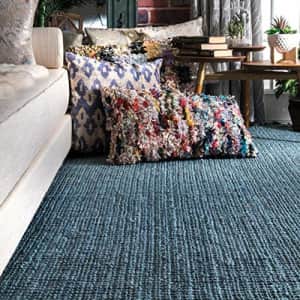 nuLOOM Natura Collection Chunky Loop Jute Area Rug, 3' x 5', Blue for $99 nuLOOM Natura Collection Chunky Loop Jute Area Rug, 3' x 5', Blue for $99