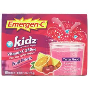 Emergen-C Kidz 250mg Kids Vitamin C Powder, Caffeine Free, Immune Support Drink Mix, Fruit Punch for $18 Emergen-C Kidz 250mg Kids Vitamin C Powder, Caffeine Free, Immune Support Drink Mix, Fruit Punch for $18
