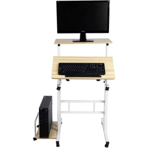 Mind Reader 2-Tier Adjustable Sit and Stand Mobile Workstation Desk for $82