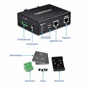 TRENDnet Hardened Industrial Gigabit PoE+ Injector, DIN-Rail, Wall Mount, IP30 Rated Housing, for $98