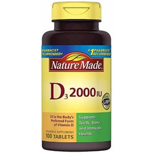 Nature Made Vitamin D3 2000 IU Tablets 100 ea (Pack of 2) for $14