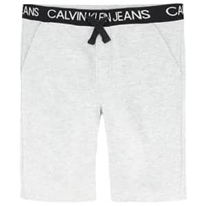Calvin Klein Boys' Big Logo Waistband Sweat Short, WB Light Grey 22, 10-12 for $10