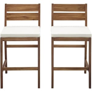 Walker Edison Outdoor Acacia Wood Counter Stool 2-Pack for $170 Walker Edison Outdoor Acacia Wood Counter Stool 2-Pack for $170