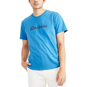 Dockers Men's Slim Fit Short Sleeve Graphic Tee Shirt, (New) Cendre Blue, Large for $16