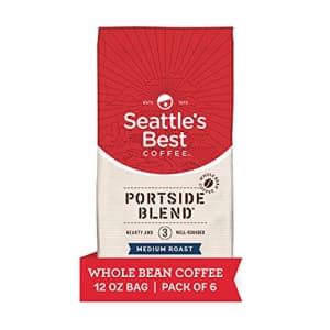 Seattle's Best Coffee Portside Blend Medium Roast Whole Bean Coffee | 12 Ounce Bags (Pack of 6) for $36