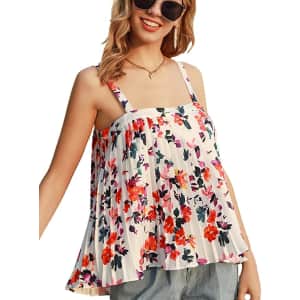 Grace Karin Women's Floral Pleated Tank Top for $9 Grace Karin Women's Floral Pleated Tank Top for $9