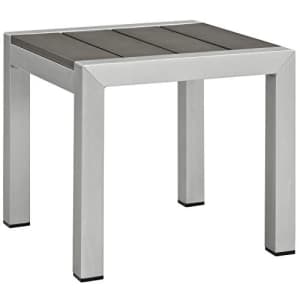 Modway Shore Aluminum Outdoor Patio Side Table in Silver Gray for $108