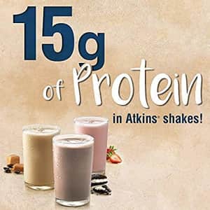 Atkins Iced Coffee Caf au Lait Protein Shake, with Coffee and High-Quality Protein, Keto-Friendly for $13 Atkins Iced Coffee Caf au Lait Protein Shake, with Coffee and High-Quality Protein, Keto-Friendly for $13
