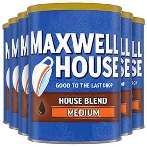 Maxwell House House Blend Medium Roast Ground Coffee (6 ct Pack, 10.5 oz Canisters) for $28