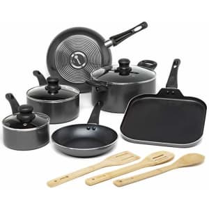 Ecolution Easy Clean Non-Stick Cookware, Dishwasher Safe Pots and Pans Set, 12 Piece, Black for $84 Ecolution Easy Clean Non-Stick Cookware, Dishwasher Safe Pots and Pans Set, 12 Piece, Black for $84