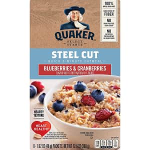 Quaker Instant Steel Cut Cranberries And Blueberries Oatmeal 8-Pack for $2.32 via Sub & Save