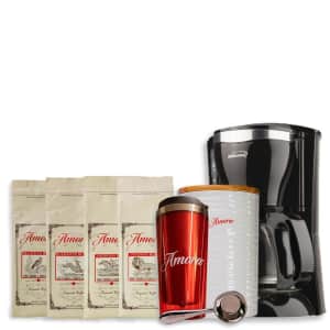 Amora Coffee The Ultimate Coffee Starter Kit + Coffee Maker for $100