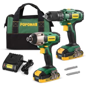 Popoman 20V Cordless Drill and Impact Driver Combo Kit for $130 Popoman 20V Cordless Drill and Impact Driver Combo Kit for $130
