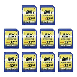 Inland 32GB Class 10 SDHC Flash Memory Card 10 Pack Standard Full Size SD Card USH-I U1 Trail Camera for $60