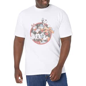 Disney Big & Tall Classic Mickey Retro Groupie Men's Tops Short Sleeve Tee Shirt, White, X-Large for $18