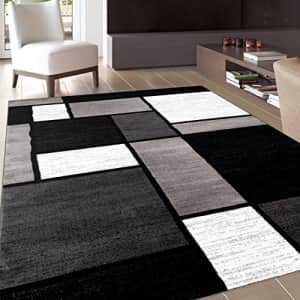 Rugshop Rug Decor Contemporary Modern Boxes Area Rug, 5' 3" by 7' 3", Grey for $85