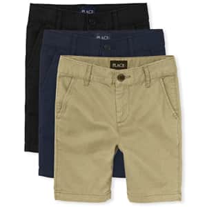 The Children's Place 3 Pack and Toddler Boys Chino Shorts, Flax/New Navy/Black, 12(Husky) for $37