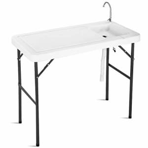 Goplus Portable Fish Cleaning Table with Sink, Folding Outdoor Camping Sink Station with Hose Hook for $100