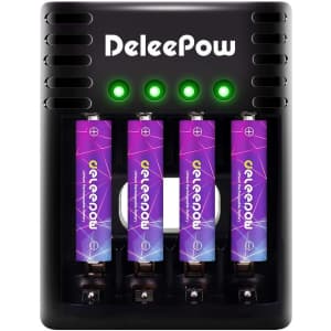 Deleepow Li-Ion Rechargeable Batteries 4-Pack with Charger for $12 Deleepow Li-Ion Rechargeable Batteries 4-Pack with Charger for $12