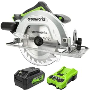 Greenworks 24V Brushless 7-1/4-inch Circular Saw with 24V Battery Charger and 24V 4Ah USB Battery for $119