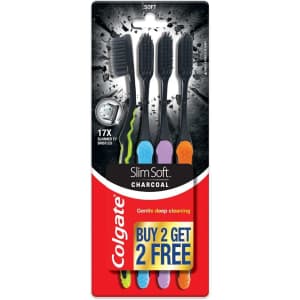 Colgate Slim Soft Charcoal Toothbrush 4-Pack for $5