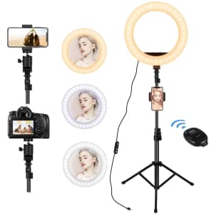 Lunusi 12" LED Selfie Ring Light with Tripod Stand for $24 Lunusi 12" LED Selfie Ring Light with Tripod Stand for $24