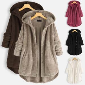 Women's Faux Fur Hooded Coat: 2 for $43 Women's Faux Fur Hooded Coat: 2 for $43