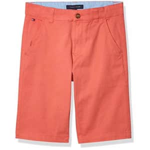 Tommy Hilfiger Boys' Flat Front Twill Short, Spice Coral, 16 for $24
