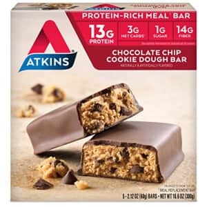 Atkins Protein-Rich Meal Bar, Chocolate Chip Cookie Dough, Keto Friendly, 5 Count (Pack of 6) for $65