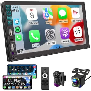 Kyltoor Double Din Car Stereo with Voice Control for $89