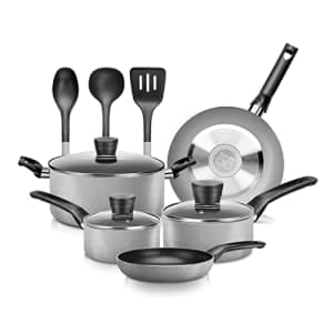 SereneLife Kitchenware Pots & Pans Basic Kitchen Cookware, Black Non-Stick Coating Inside, Heat for $83