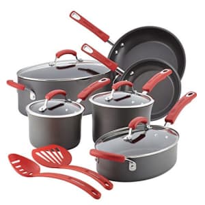 Rachael Ray Brights Hard Anodized Nonstick Cookware Set / Pots and Pans Set - 12 Piece, Gray with for $231