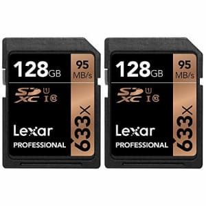 Lexar 128GB Professional 633x SDXC Class 10 UHS-I/U1 Memory Card Up to 95 Mb/s 2 Pack for $48