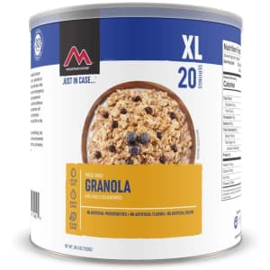 Mountain House Granola with Milk & Blueberries 20-Serving Can for $36 Mountain House Granola with Milk & Blueberries 20-Serving Can for $36