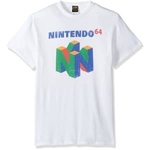 Nintendo Men's N64 Logo Short Sleeve T-Shirt, White, Small for $19
