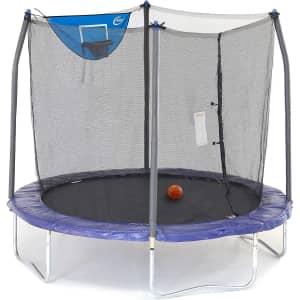 Skywalker Trampoline 8-Foot Jump N' Dunk Trampoline with Enclosure Net for $98