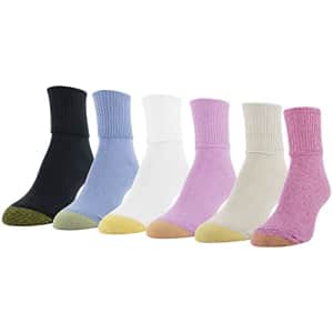 Gold Toe Women's Classic Turn Cuff Socks, Multipairs, Pink Assorted (6-Pairs), Medium for $19