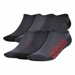 adidas mens Superlite Linear No Show Socks (6-Pair) Onix Grey/Black/Scarlet Red, Large for $20 adidas mens Superlite Linear No Show Socks (6-Pair) Onix Grey/Black/Scarlet Red, Large for $20