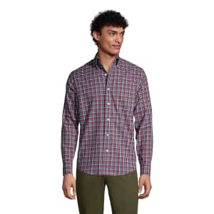 Lands' End Men's Traditional Fit No Iron Twill Shirt for $16