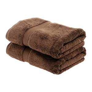 SUPERIOR Egyptian Cotton Solid Towel Set, 2PC Bath, Chocolate, 2 Count for $34