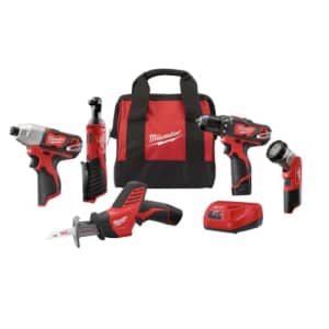 Milwaukee M12 12-Volt Lithium-Ion Cordless Combo Kit (5-Tool) with Two 1.5 Ah Batteries, Charger for $378 Milwaukee M12 12-Volt Lithium-Ion Cordless Combo Kit (5-Tool) with Two 1.5 Ah Batteries, Charger for $378