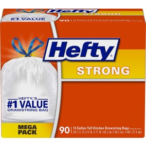 Hefty 90-Count 13-Gallon Strong Kitchen Trash Bags for $15