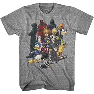 Disney Men's Mickey Mouse, Donald Duck, Kingdom Hearts Game T-Shirt, Charcoal Snow Heather, Small for $16