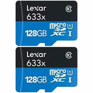 Lexar High-Performance 633x microSDHC/microSDXC UHS-I 128GB Memory Card 2 Pack (LSDMI128BBNL633A) for $45