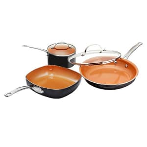 Gotham Steel Nonstick 5 Piece Essential Cookware Set with 9.5 Square, 2 qt. Pot and 11 Fry Pan with for $50 Gotham Steel Nonstick 5 Piece Essential Cookware Set with 9.5 Square, 2 qt. Pot and 11 Fry Pan with for $50