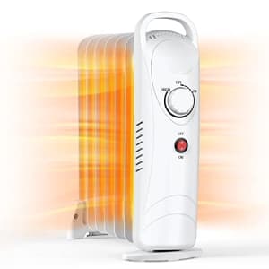 Trustech Oil Filled Radiator Heater, 700W Electric Space Heater with Thermostat, Overheat Protection, for $53