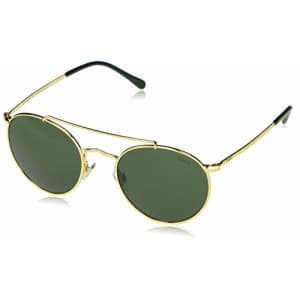 Polo Ralph Lauren Men's PH3114 Round Sunglasses, Shiny Gold/Bottle Green, 51 mm for $147